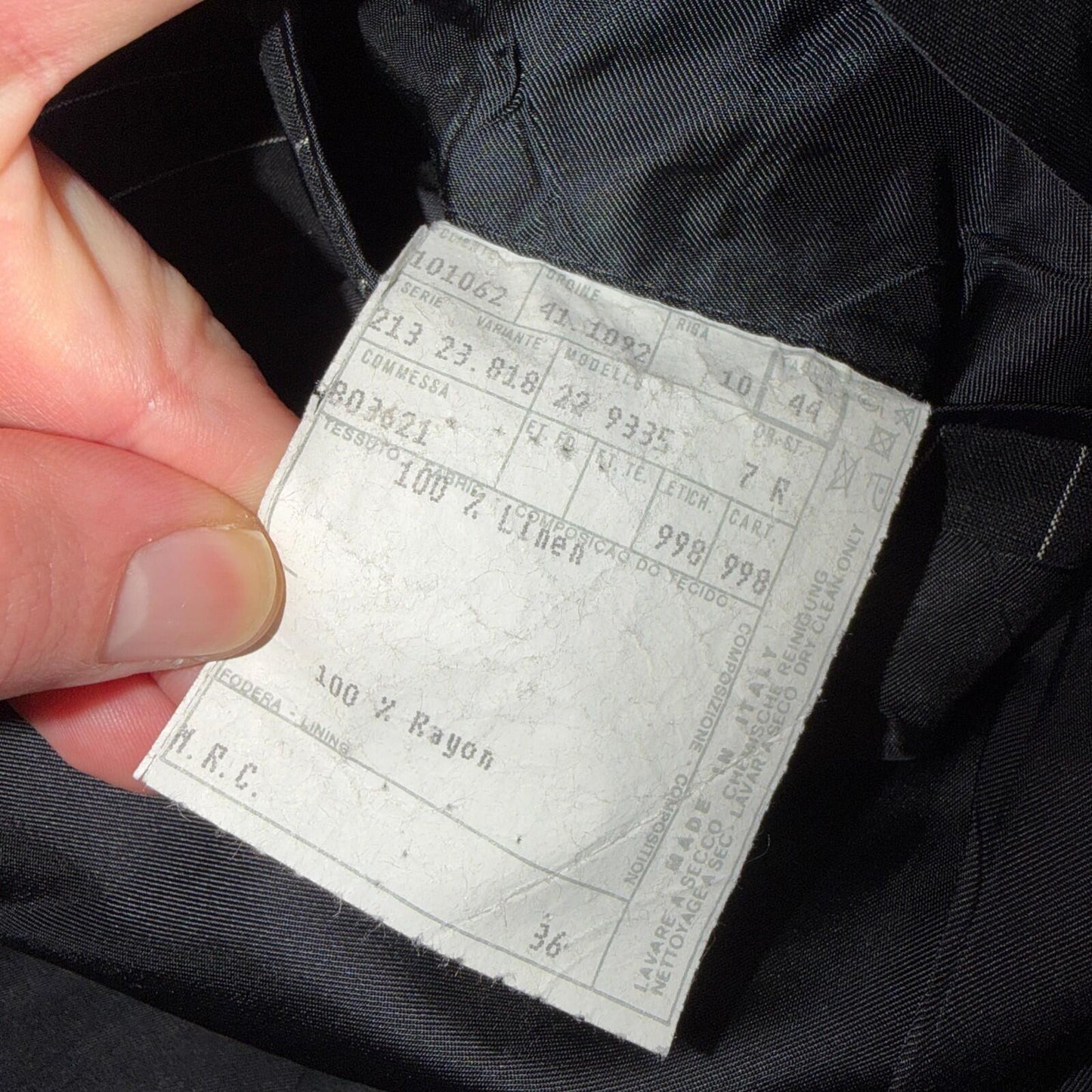 Ralph Lauren Purple Label Black Linen Suit Jacket Mens 44R Pinstripe $3,995 VTG