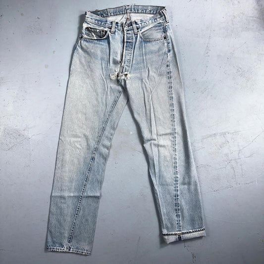 Levis 501 Vintage 80s Redline Selvedge USA XX Jeans Light Wash 30x38 Act 28x33