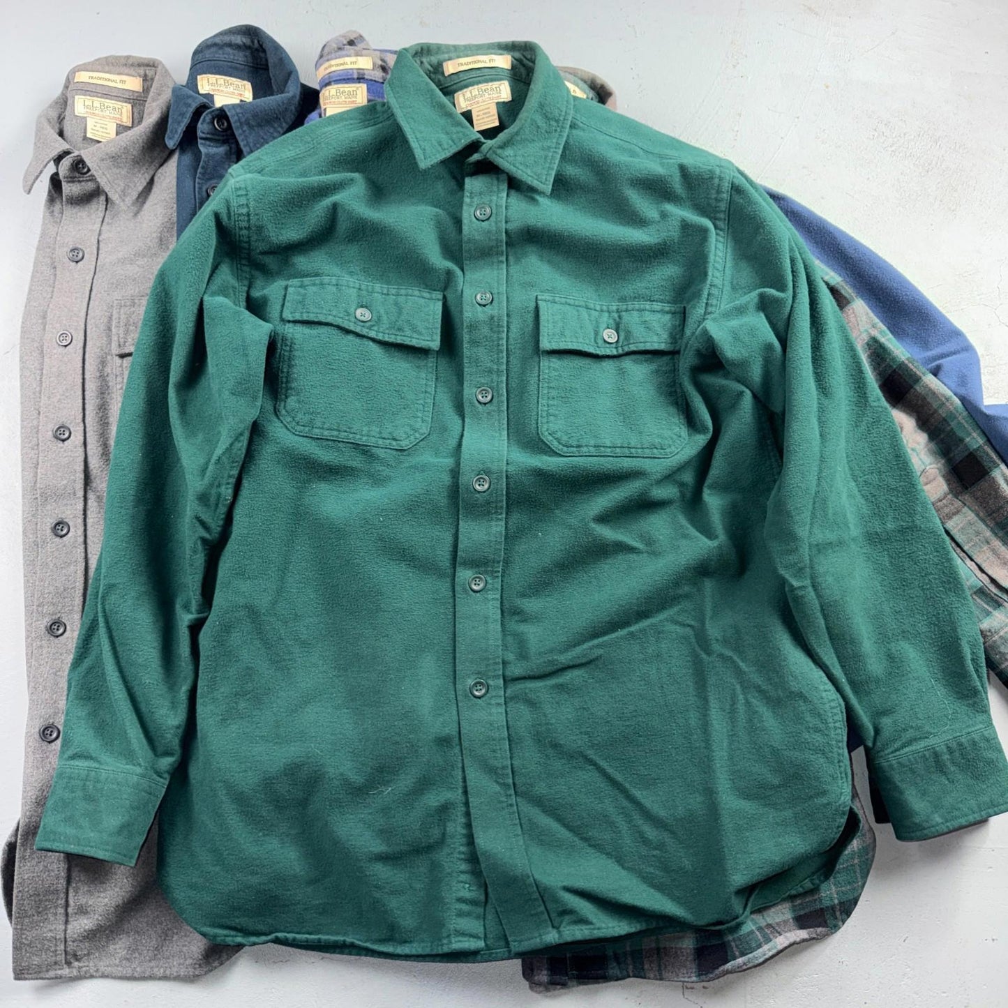 LL Bean Lot of 7 Mens M Shirts Chamois Cloth Flannel Pockets VTG Y2K Heavyweight