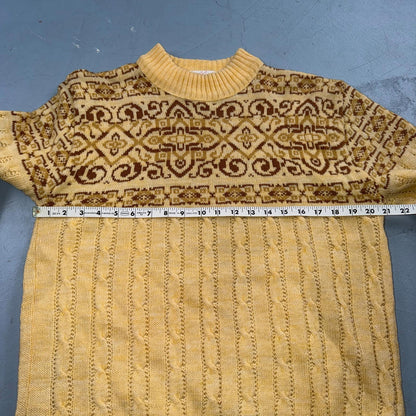 JANTZEN Vintage Sweater Pullover Patterned Cable Knit Cream Size XL Made USA