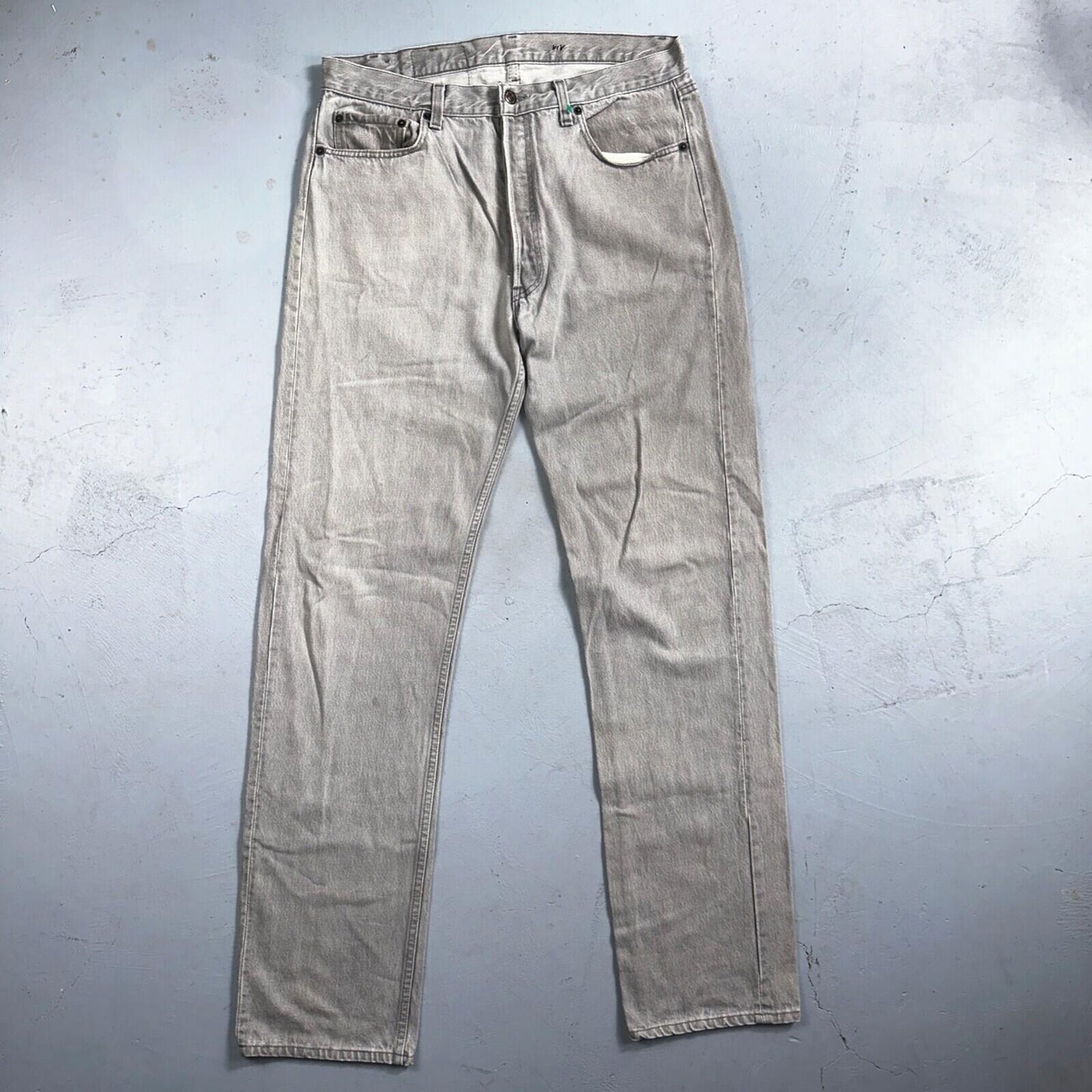 Levis 501 Vintage 90s USA XX Straight Leg Jeans 35x36 Gray Light Wash Act 34x34