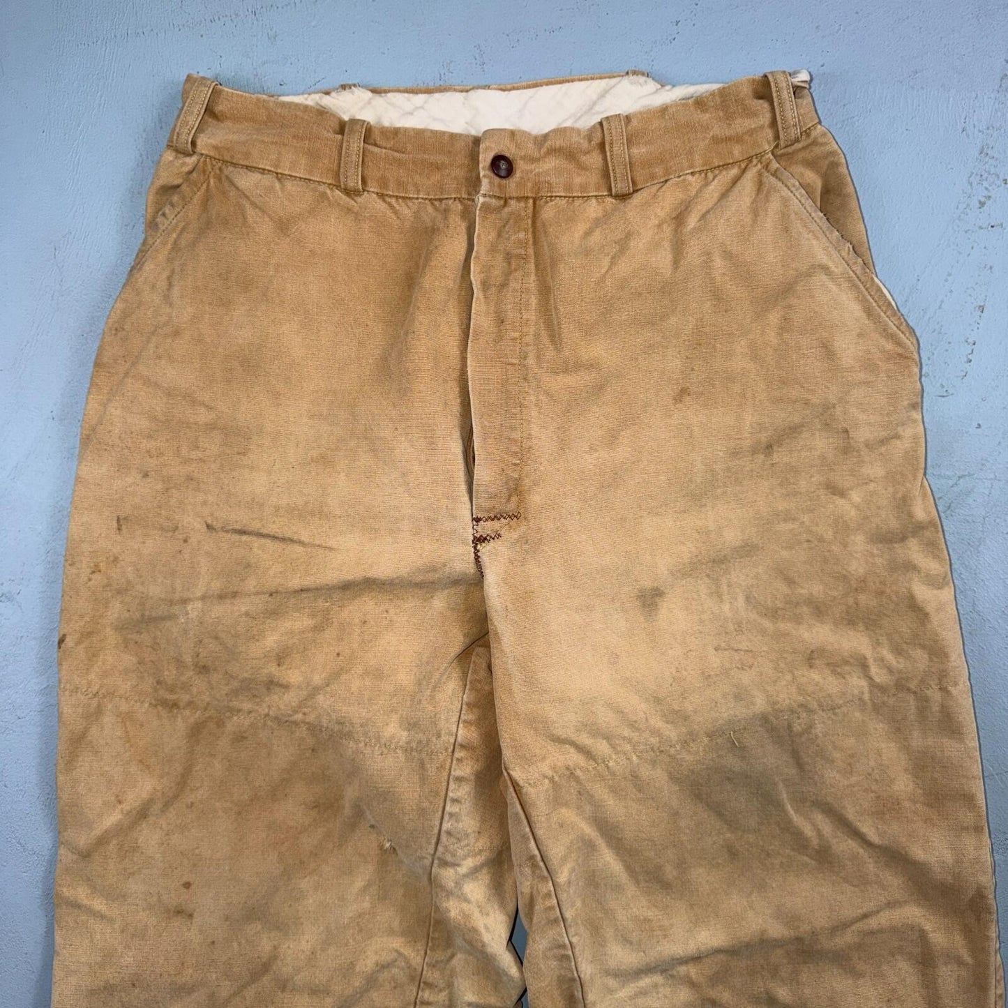 VTG 50s 60s Duxback Pants Falcon 28x27 Khaki Casual Creased Outdoor Rockabilly