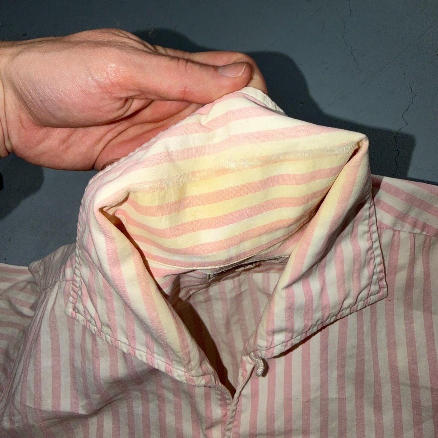 Vintage 50s Riley’s Mens S Pink White Stripe Loop Collar Shirt Rockabilly 1950s