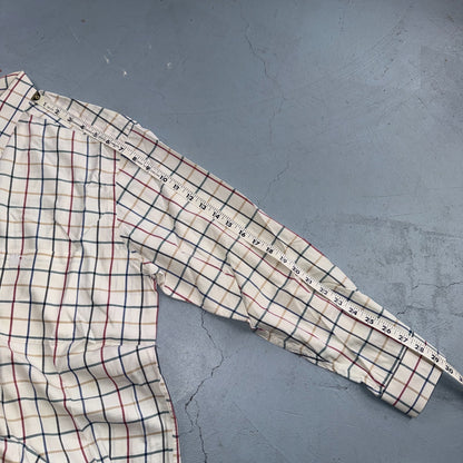 Burberrys London White Check Button Down Shirt 100% Cotton Men's L VTG Designer