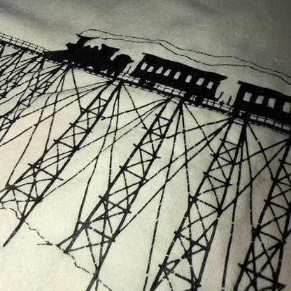 VTG 80s Grass Valley T Shirt Railroad Train Trestle Graphic California USA Hanes