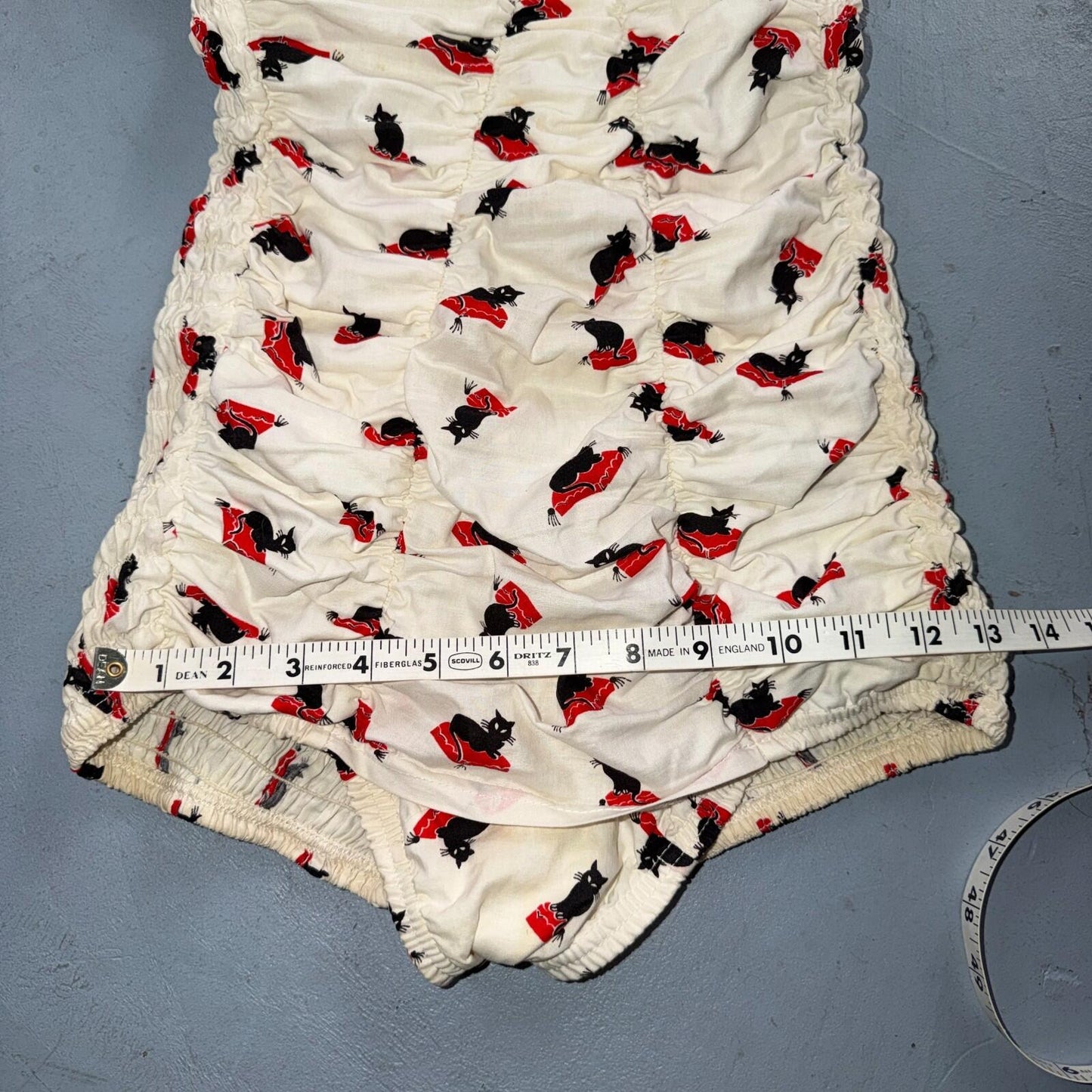 Catalina 1940s 1950s VTG Bathing Suit Swimsuit Hollywood Swim Wear Black Cats