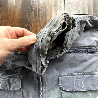Banana Republic VINTAGE Safari Vest Mens Large Blue Pockets Cargo 90s Zipper