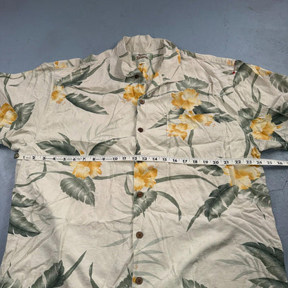 Tommy Bahama VTG Hawaiian Loop Collar Tropical Floral Silk Camp Shirt XL