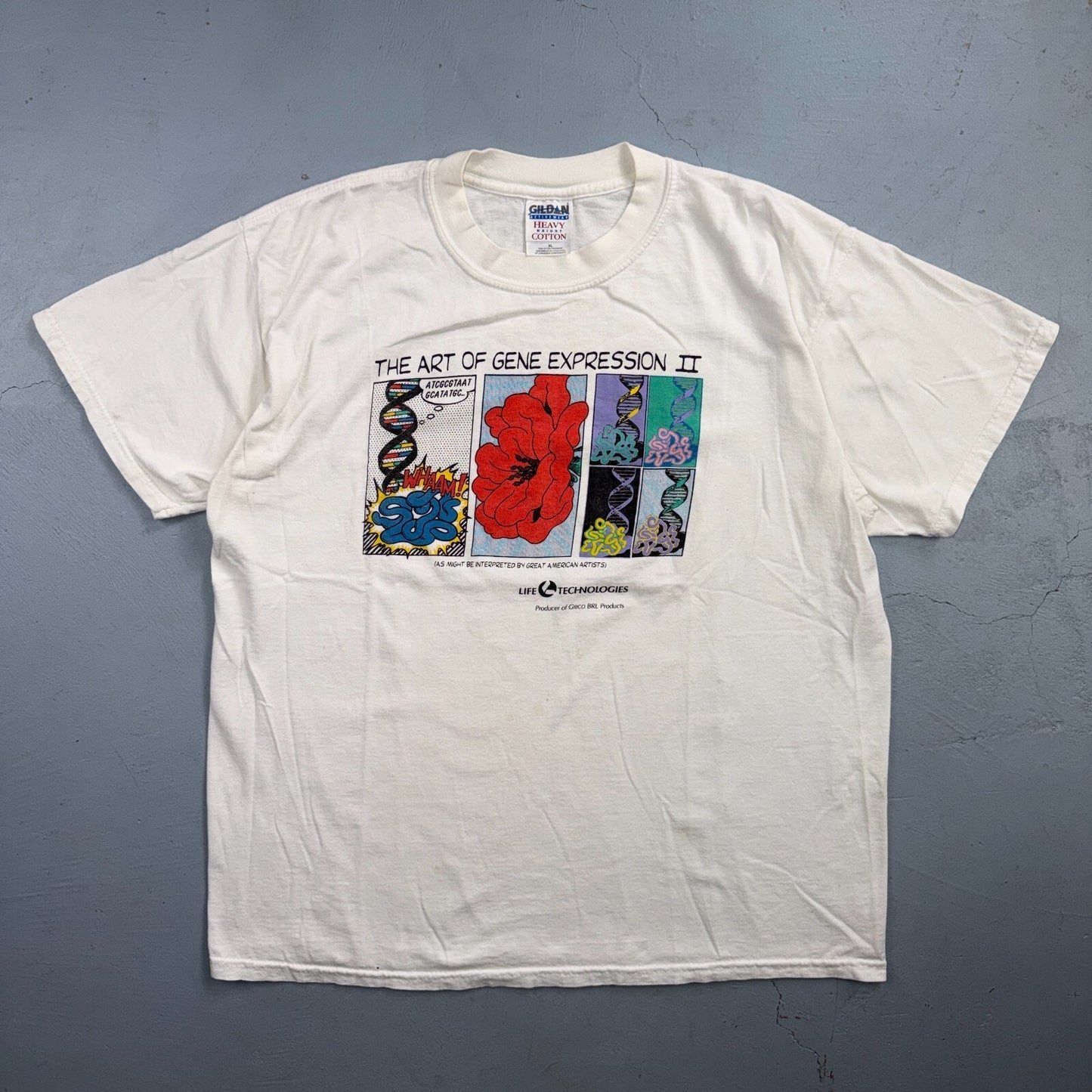 Vintage 90s Art of Gene Expression Abstract White Art Tee Rare Size XL Y2K
