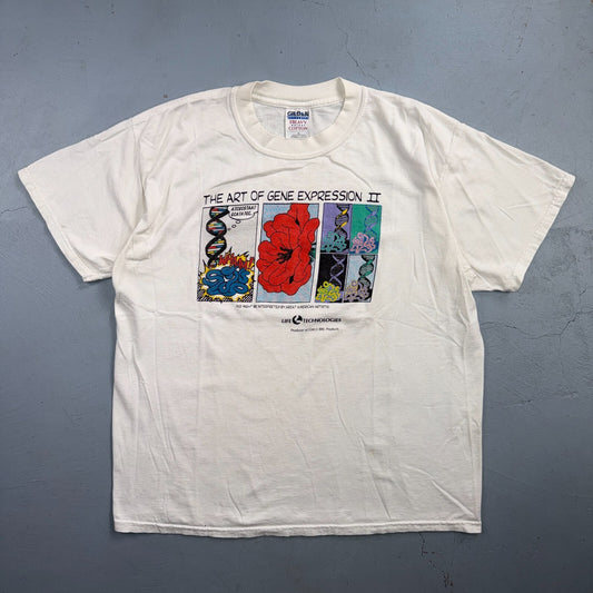 Vintage 90s Art of Gene Expression Abstract White Art Tee Rare Size XL Y2K