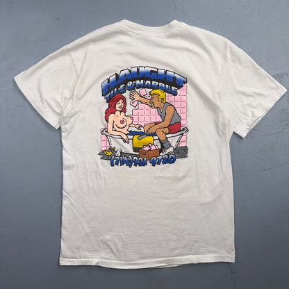 Pinup Babe In Tub 80s VTG T Shirt Hanes Beefy USA Tile Graphic Tile Girl Nudey