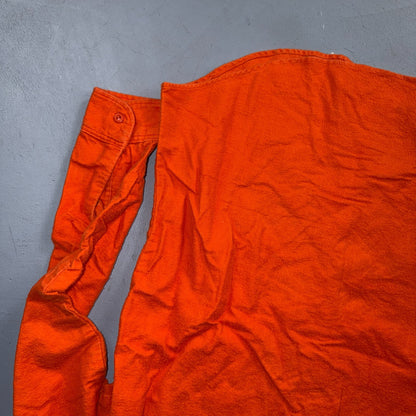 VTG 70s Penneys Big Mac Orange Chamois Cloth Work Shirt Heavy Flannel Rare Color