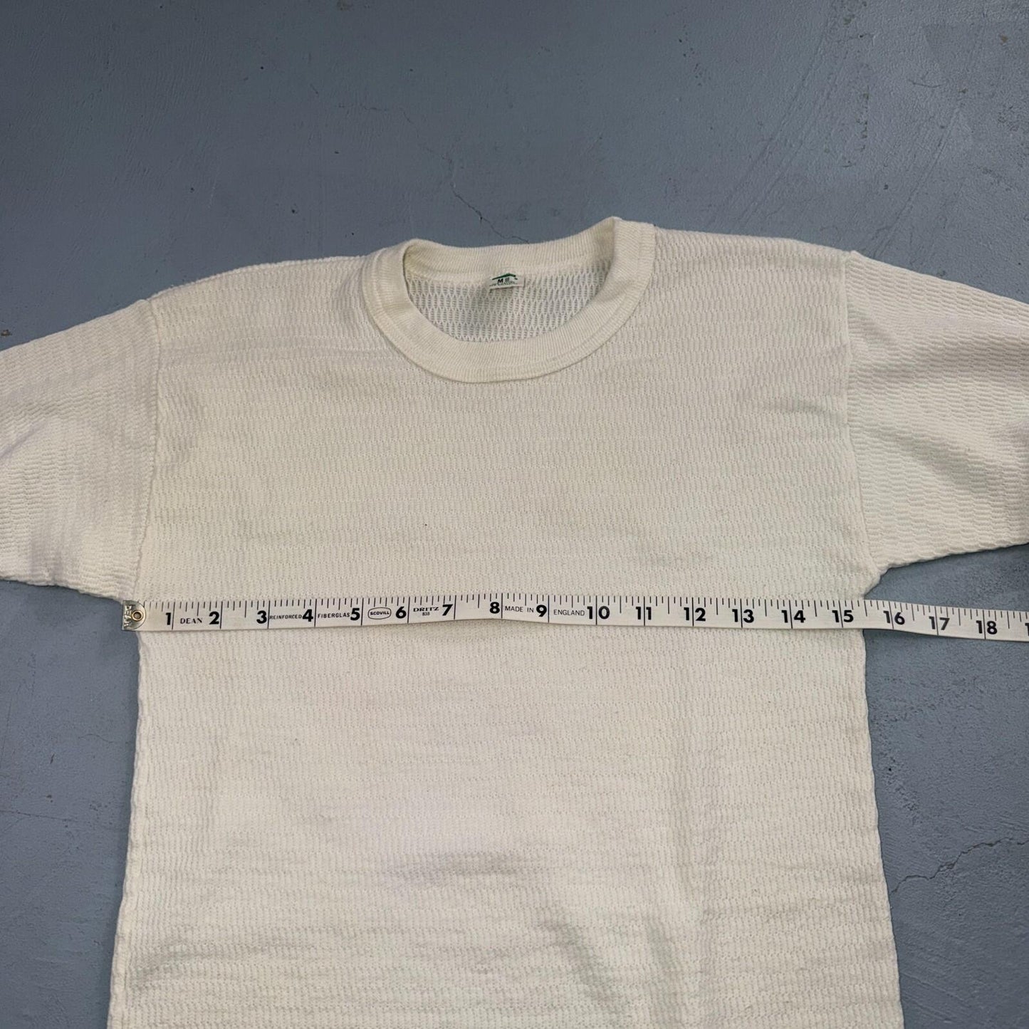 Vintage Hanes Green Tag Waffle Knit Thermal Shirt 70s M Long White 1970s White