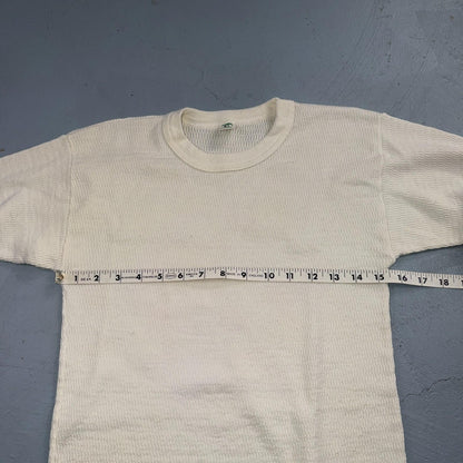 Vintage Hanes Green Tag Waffle Knit Thermal Shirt 70s M Long White 1970s White