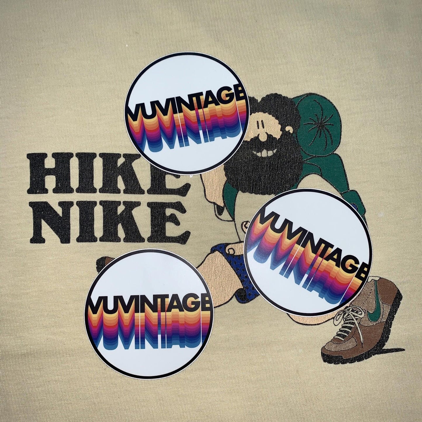 HIKE NIKE 80s Vintage T Shirt OG Rare Grail Geisha Rap Japan Yellow Long Sleeve
