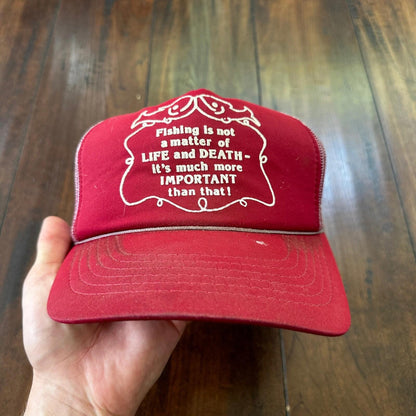 Fishing Funny Can't Live Without Humor Vintage Hat Cap Snapback 80s Hunting Men