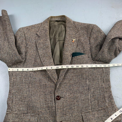 Harris Tweed PBM Vintage 42 Blazer Gray Herringbone Wool Sport Coat USA 1970s