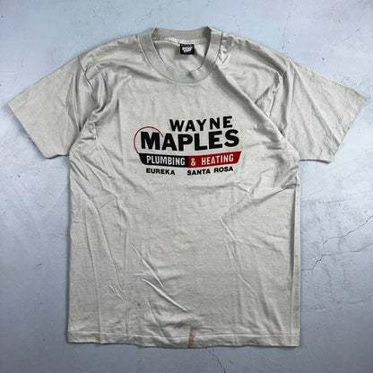 Graphic 90s Wayne Maples VTG T Shirt Plumbing Heating Santa Rosa XL Art Band