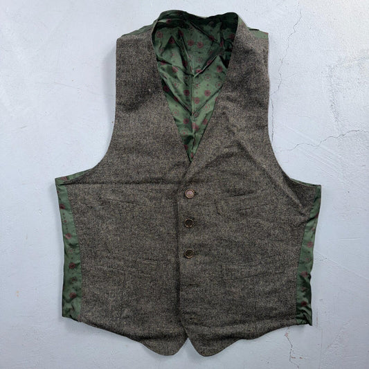 VTG Vest Mens Gray Green Waistcoat Size S 1940s 1950s Double Sided Rare Suit