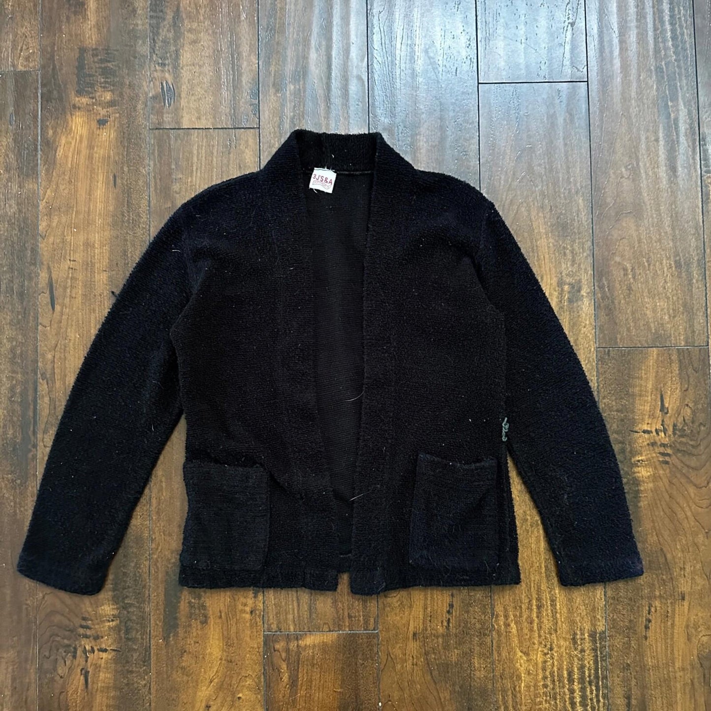 Vintage 60's Full Fashioned Acrylic Knit Cardigan Sweater Black Woman Size Small