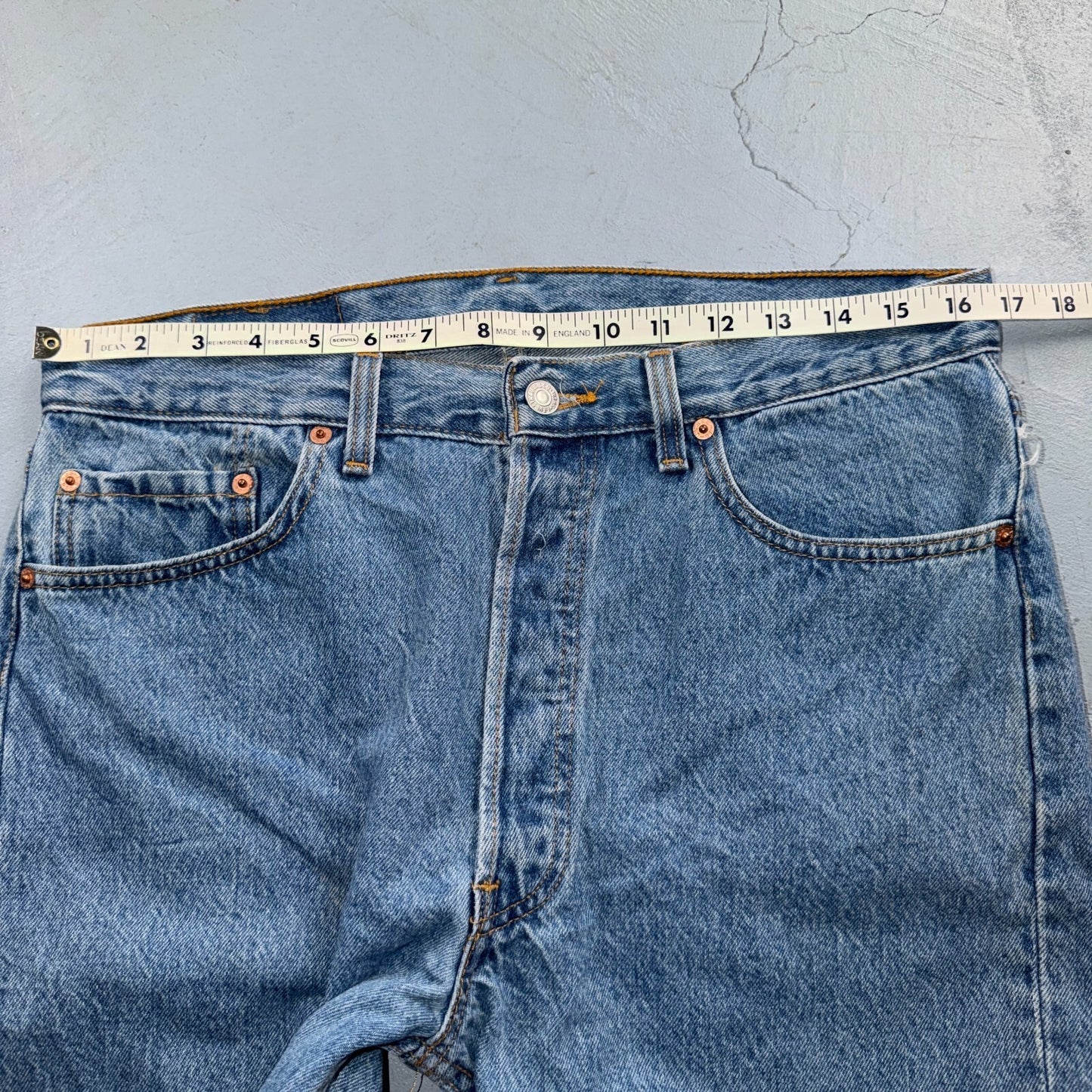Levis 501 Vintage 90s USA XX Straight Leg Jeans Blue Light Wash 34x30 Act 33x26