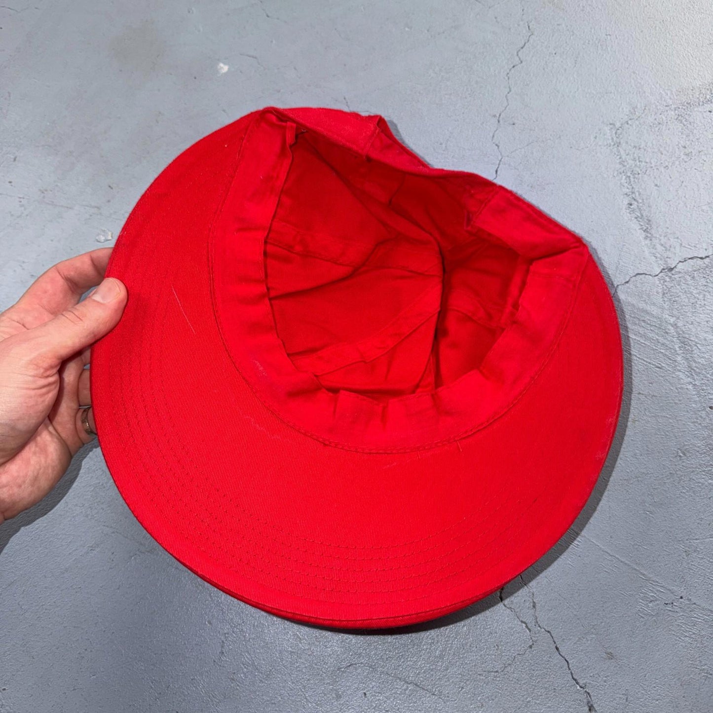 Women Hat Sun Fishing Hiking Boating Hat Red One Size Visor Brim VTG 80s