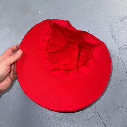 Women Hat Sun Fishing Hiking Boating Hat Red One Size Visor Brim VTG 80s