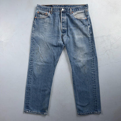 Levis 501 Vintage 90s USA XX Straight Leg Jeans Blue Light Wash 38x30 Act 35x27