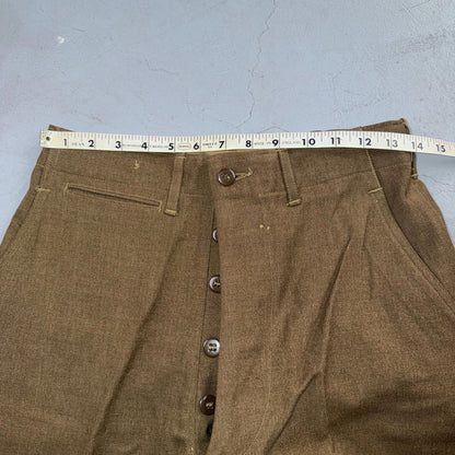Vintage Military Pants Trousers Medium Regular 50s 40s Brown Wool Mens 30x31