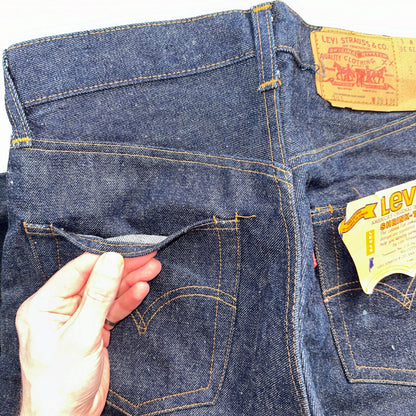 Levis 501 VTG 70s SS Deadstock Redline Selvedge Jeans XX 1966 29x36 Rare Dark DS