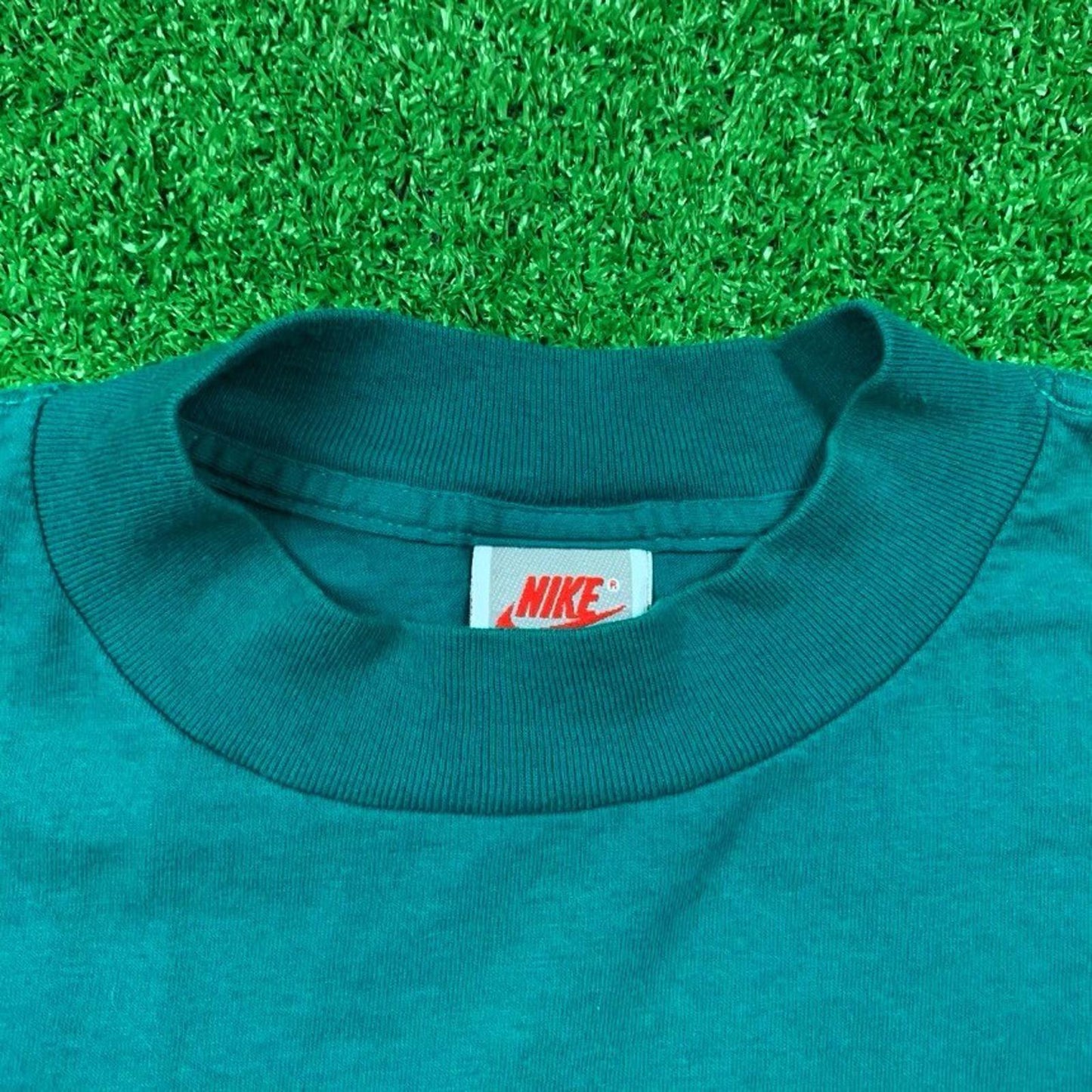 Vintage Nike T Shirt USA Rare Single Stitch Blank Green 90s Essential Basic Lot