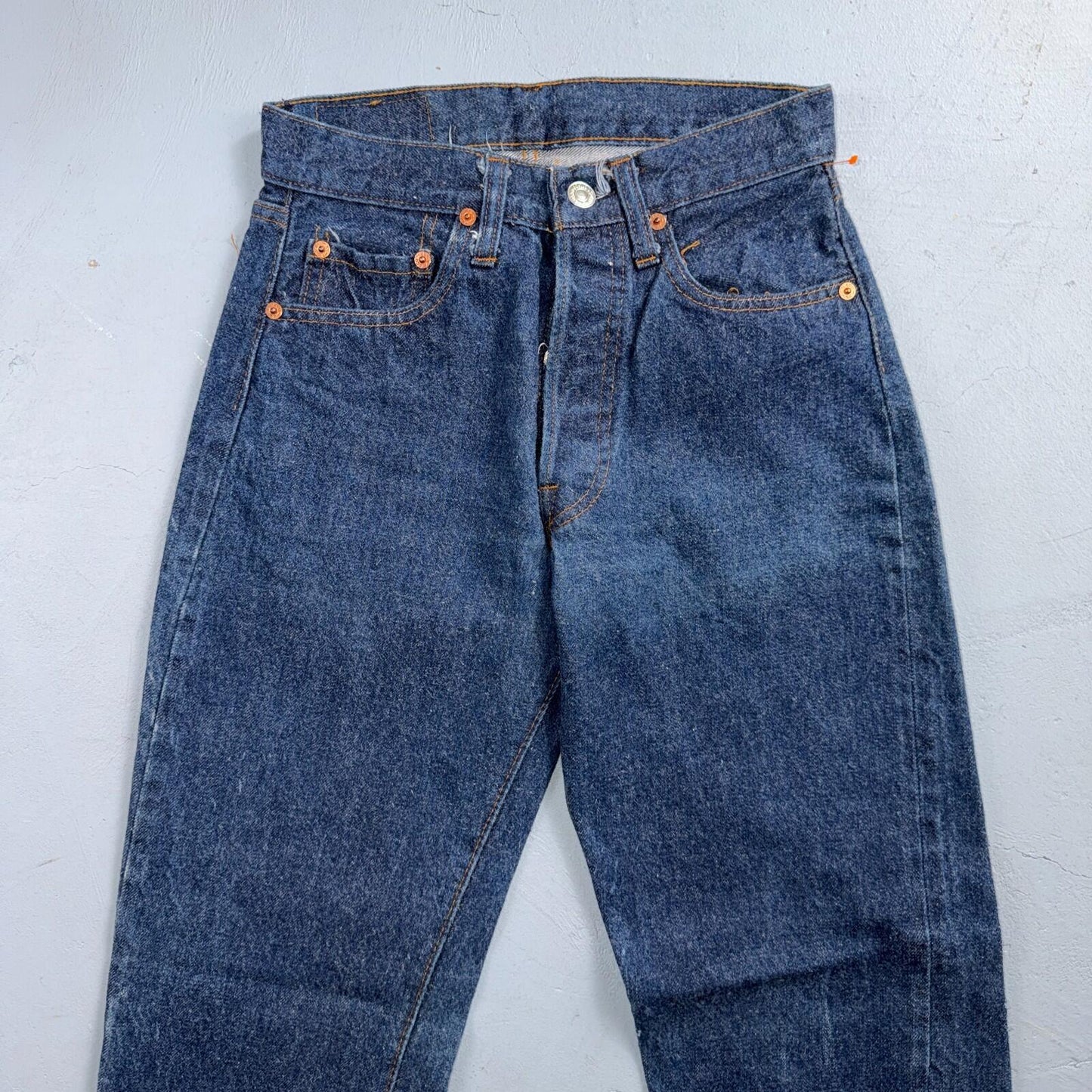 Levis 501 Vintage 80s Redline Selvedge USA Jeans Fuzzy Dark Wash 27x31 Act 25x27