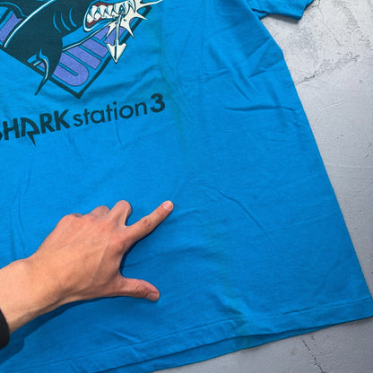 VTG 90s  Hanes Shark Station 3 T Shirt Graphic Gameshark Surf Skate USA Beefy