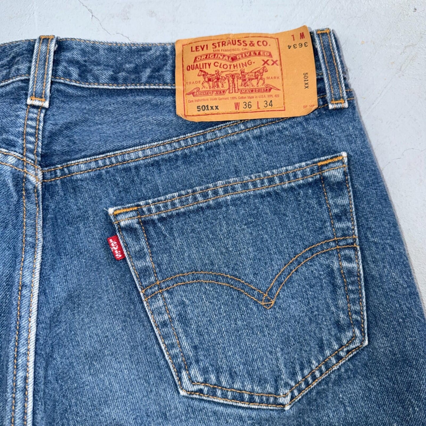 Levis 501 Vintage 90s USA XX Straight Leg Jeans Blue Med Wash 36x34 Act 33x30