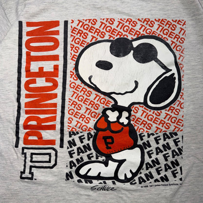 Snoopy Princeton Thrashed VTG T Shirt 80s Single Stitch Graphic Cute College USA