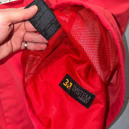 Jack Wolfskin Rain Jacket Womens XL Red Full Zip Windbreaker Outdoors Parka