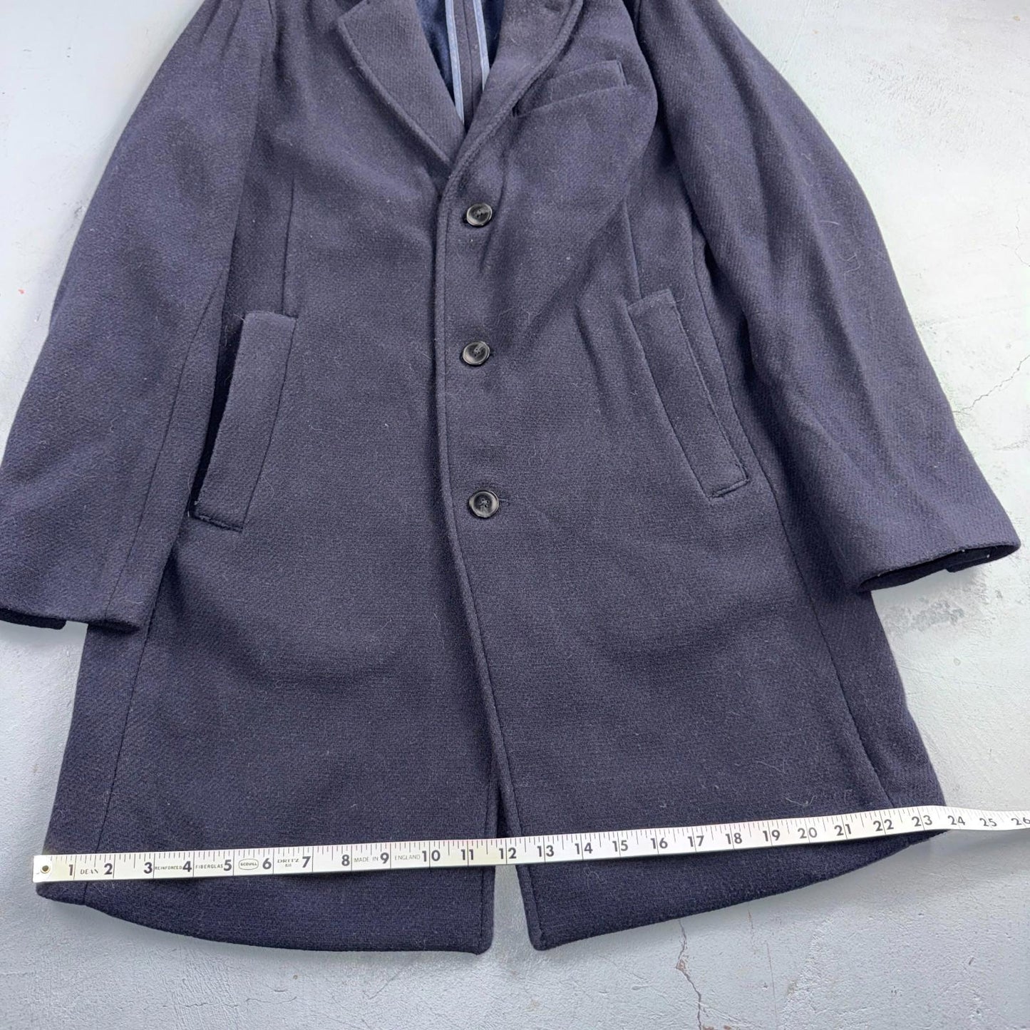 Gap Trench Coat Mens S Navy Wool Blend Overcoat Lanificio Nello Fabrics Italy