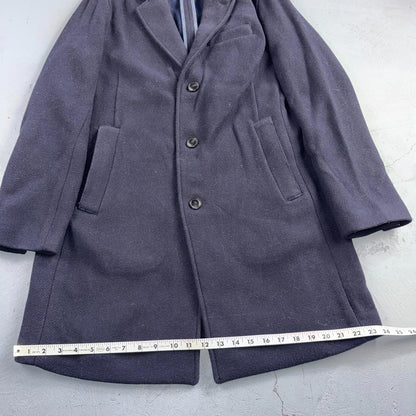 Gap Trench Coat Mens S Navy Wool Blend Overcoat Lanificio Nello Fabrics Italy