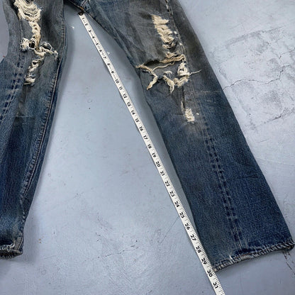 Levis 501 Vintage 70s SS Redline Selvedge USA 66 Jeans Thrashed 31x34 Act 29x30