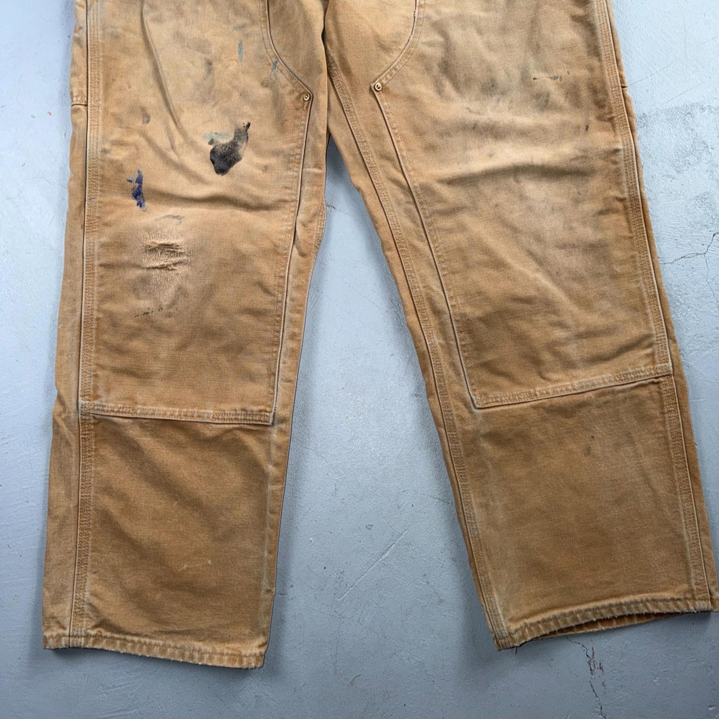 Carhartt VTG Double Knee Carpenter Pants B01 USA BRN Brown 36x28 Thrashed