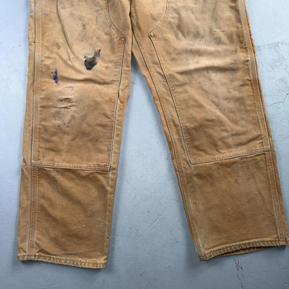 Carhartt VTG Double Knee Carpenter Pants B01 USA BRN Brown 36x28 Thrashed