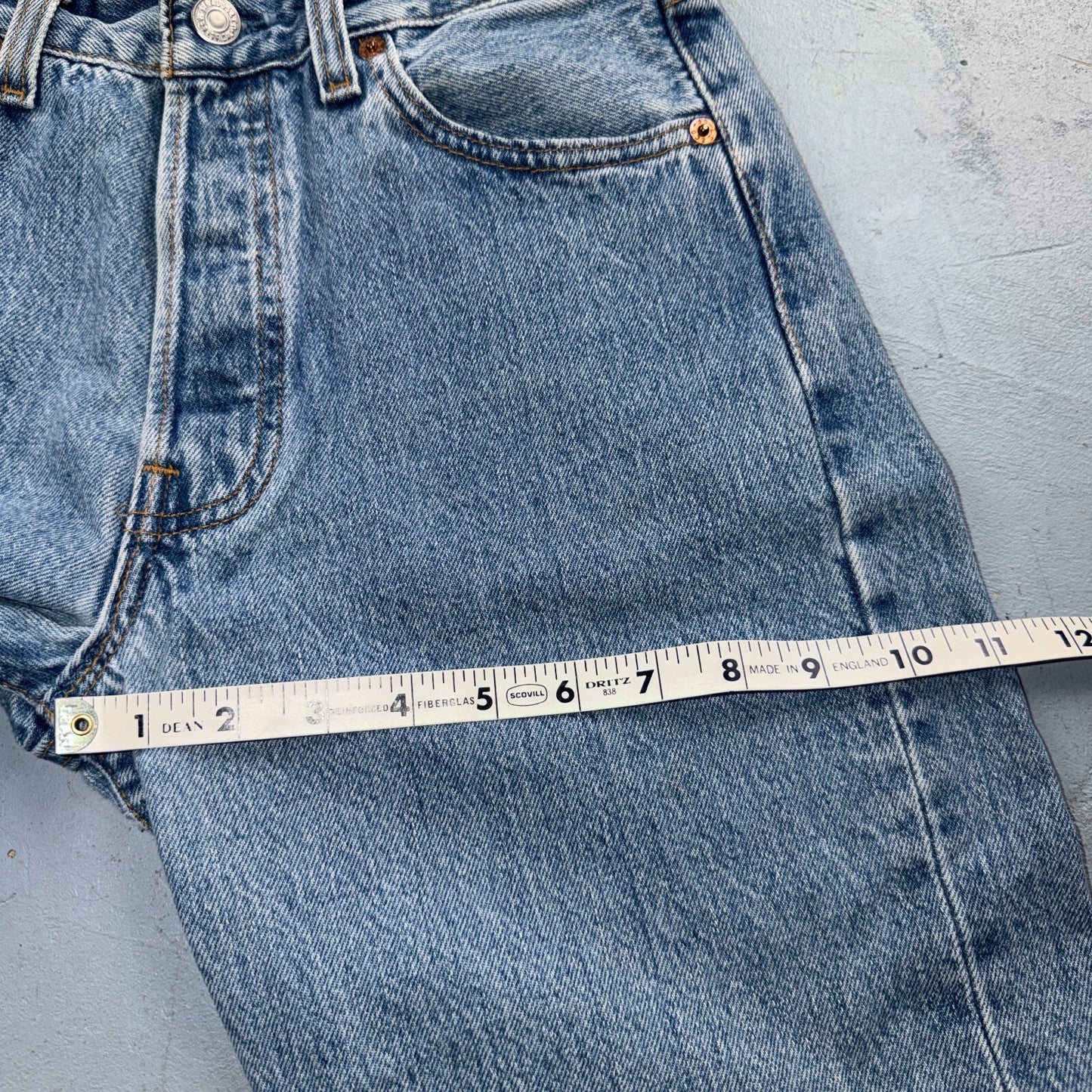 Levis 501 Vintage 90s USA XX Straight Leg Jeans Blue Light Wash 29x36 Act 27x28