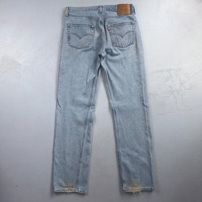Levis 501 Vintage 90s USA XX Straight Leg Jeans Blue Light Wash 34x34 Act 33x33