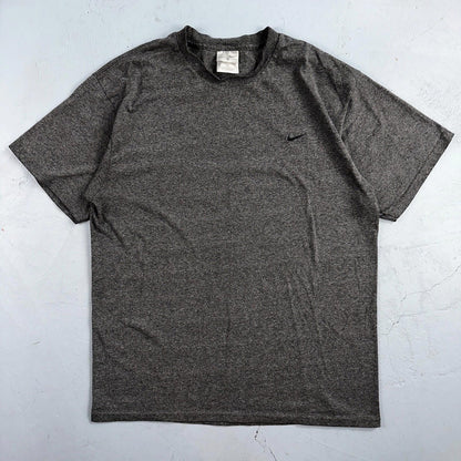 Nike Y2K Silver Tag Medium VTG T Shirt Side Center Swoosh Simple Heather Gray