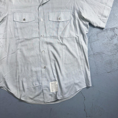 1973 US Army Vietnam War Men Blue Button Long Sleeve Shirt 16 DSA-100 1970s 70s