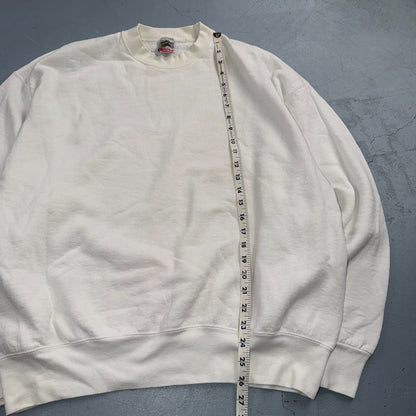 VTG Blank White Sweatshirt Fruit Of The Loom Heavy USA Made XL Flag Crewneck