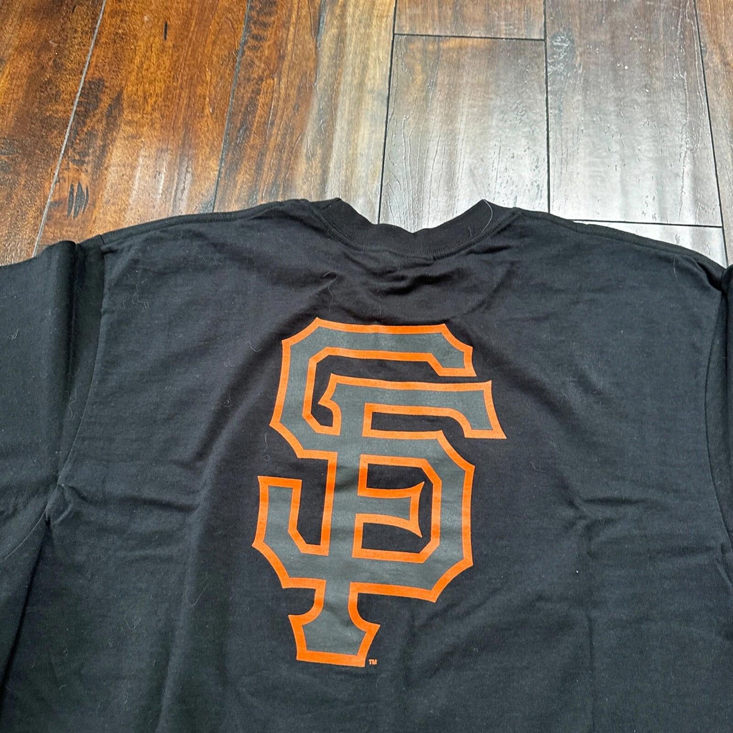 Nike Center Swoosh Giants San Francisco VTG T Shirt Black Y2K Orange Big Logo