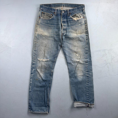Levis 501 Vintage 80s Redline Selvedge USA XX Jeans Light Wash 35x34 Act 32x29