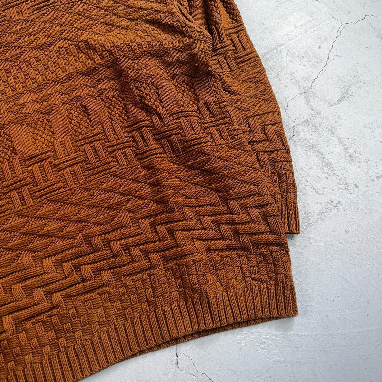 Vintage Saks Fifth Avenue Sweater 100% Cotton Mens M Brown Pullover Mock Neck