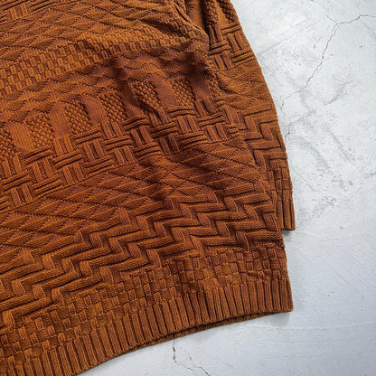 Vintage Saks Fifth Avenue Sweater 100% Cotton Mens M Brown Pullover Mock Neck